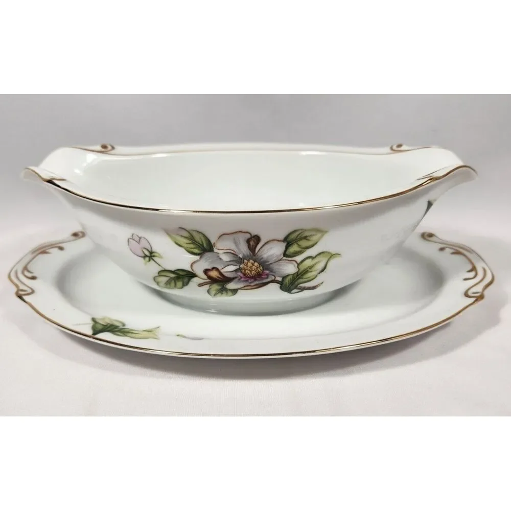 (lot of 3) 1950's Roselyn China DOGWOOD Creamer Sugar Bowl w/Lid Gravy Boat‎